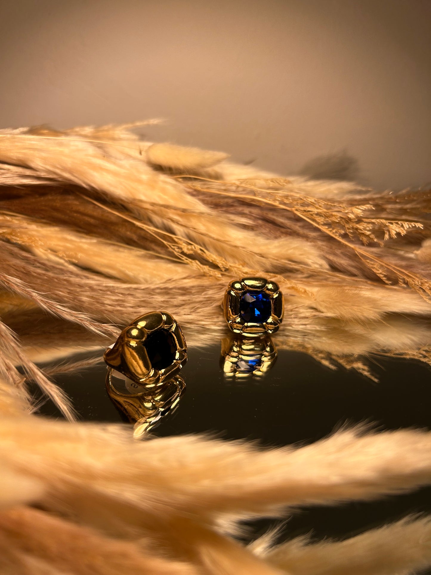 Bague Or Noir & Bleu Saphir
